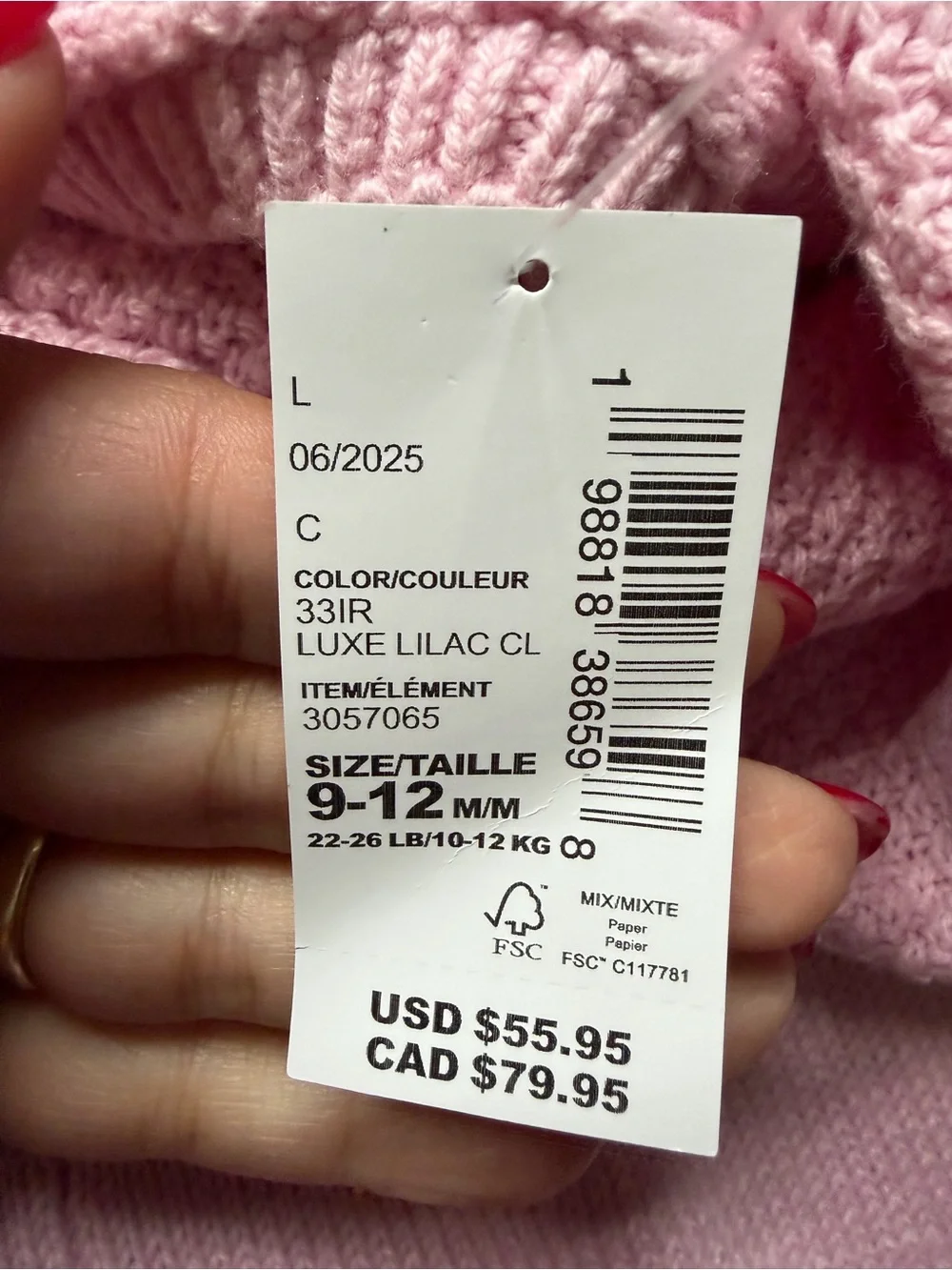 The Children’s Place Baby Girls Knit Sweater Pant Set NWT 9-12M Luxe Lilac - Picture 6 of 9